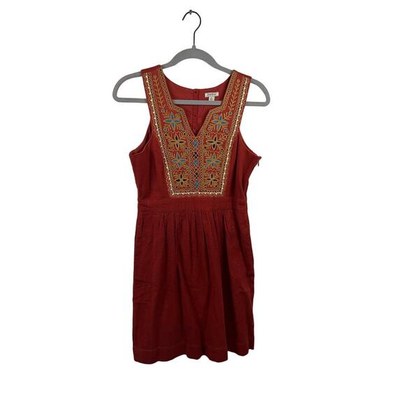 Lucky Brand Embroidered Bohemian Dress Rust Orange Size Small - Picture 1 of 5